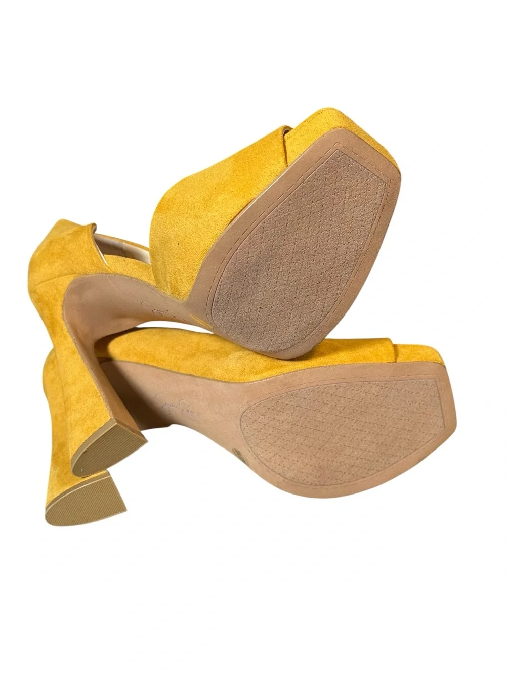 Jessica Simpson Mustard Yellow Peep Toe Platform Heels Size 7